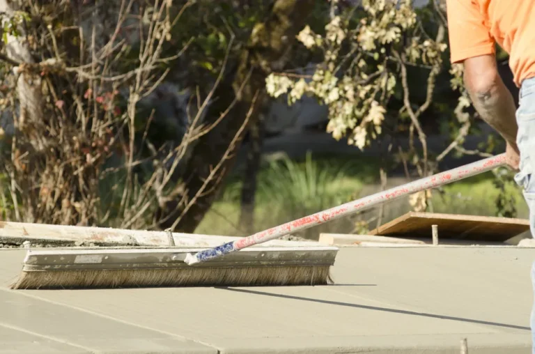 Brush finish on a concrete path