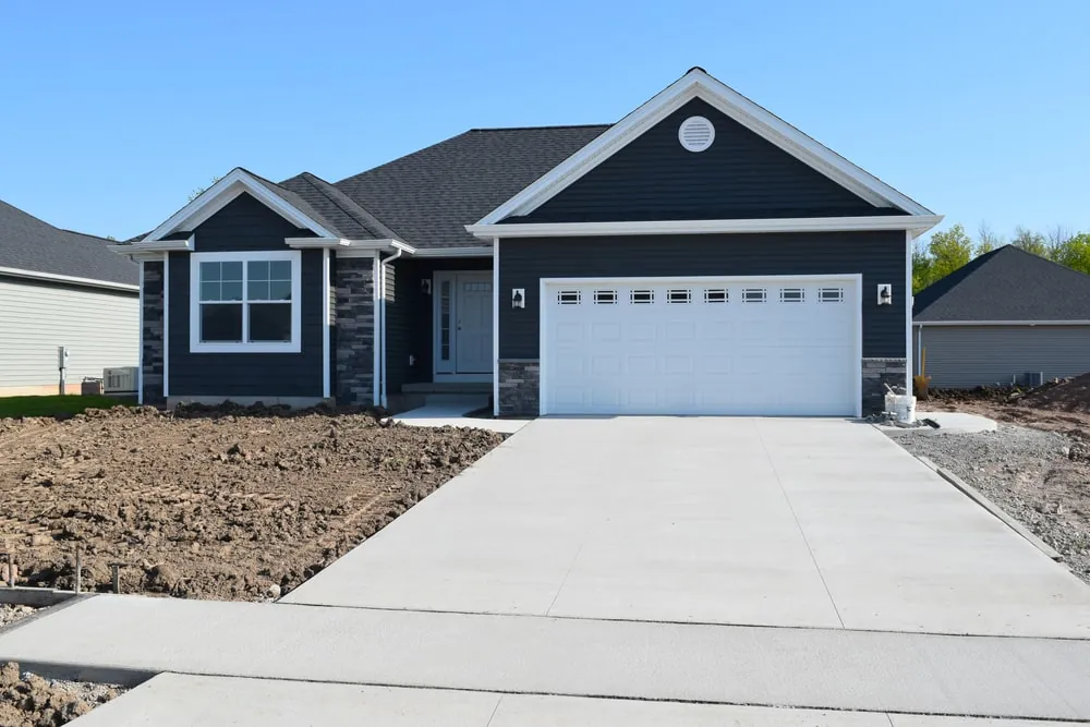Newly paved concrete driveway