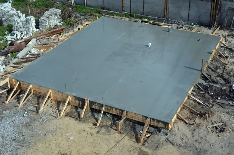 Concrete poured slab with framing