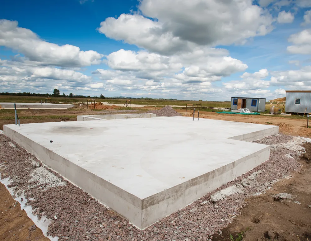 Concrete foundation for a house